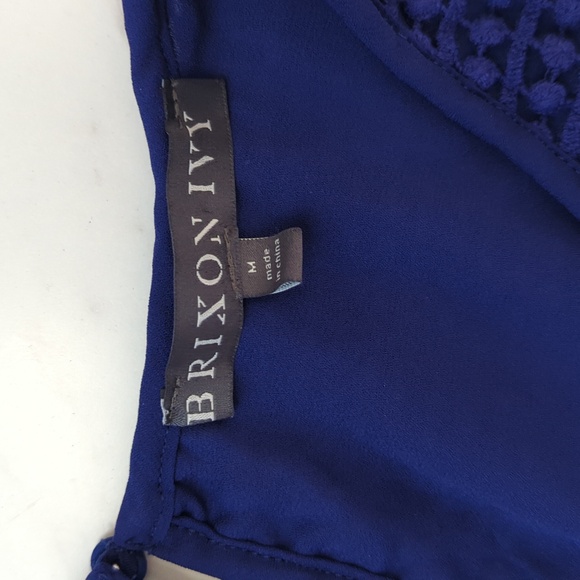 BRIXON IVY Cobalt Blue Crochet Overlay Blouse Size Medium - Picture 6 of 12